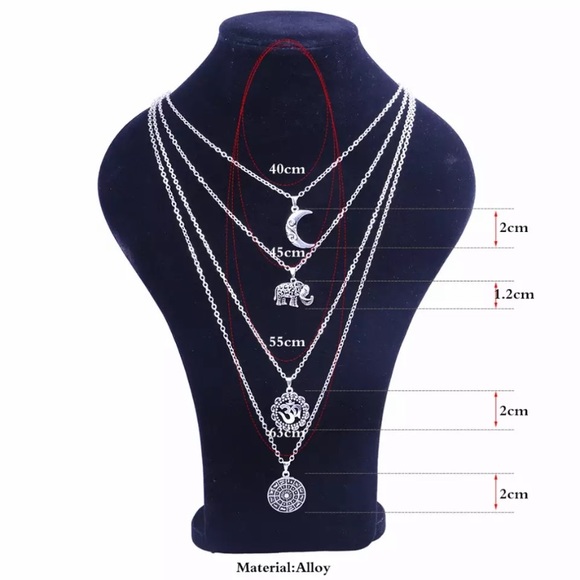 Boho multilayered Charm Pendant Necklace - Picture 2 of 4